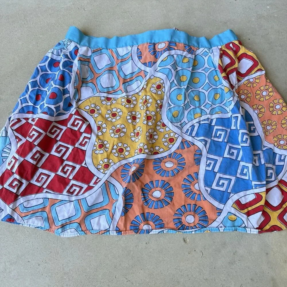 Vintage Retro Half Apron Patchwork Print Kitchen Tie Back 60s Style Grandmacore